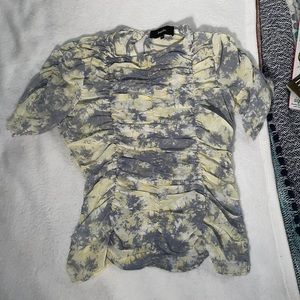 Pomelo Tie-Dyed Gathered Crepe de Chine Blouse- XS